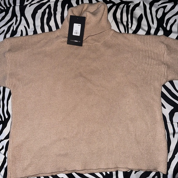 Fashion Nova Taupe Won't Stop Loving You Turtleneck Sweater - Picture 2 of 4